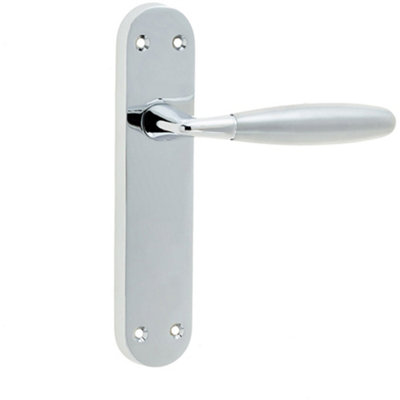 Elegant Polished Chrome and Satin Chrome Suite Door Handle with Latchplate - Interior Lever on Backplate