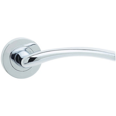 Elegant Polished Chrome Door Handle on Rose for Modern Interiors - Interior Handle