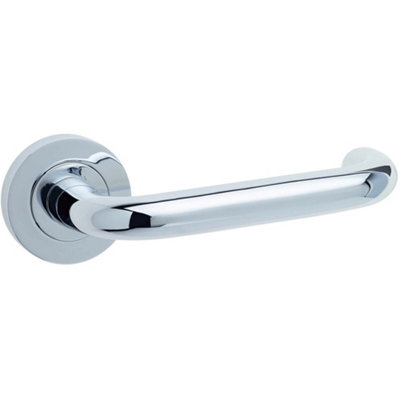 Elegant Polished Chrome Door Handle on Rose for Residential and Commercial Use - Interior Handle