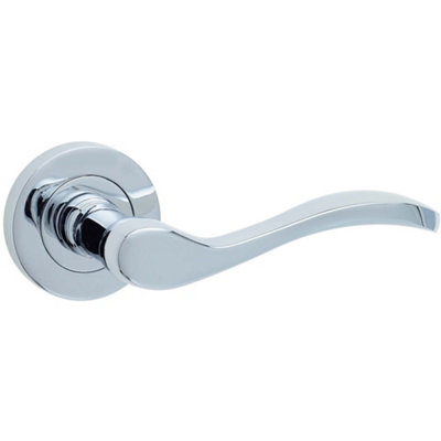 Elegant Polished Chrome Door Handle on Rose for Timeless Interiors - Interior Handle