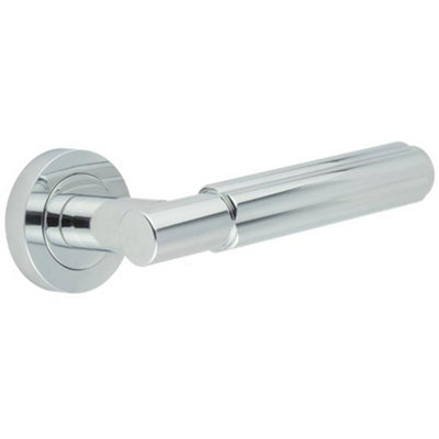 Elegant Polished Chrome Door Lever Handle on Rose for Modern Interiors - Interior Handle