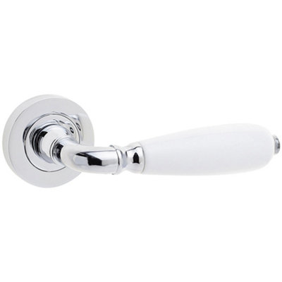 Elegant Polished Chrome Handle with White Porcelain Finish - Interior Handle