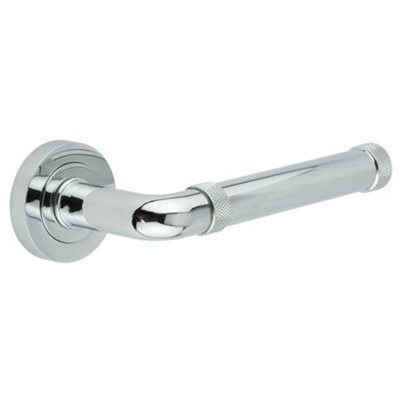 Elegant Polished Chrome Lever on Rose Door Handle for Modern Interiors - Interior Handle
