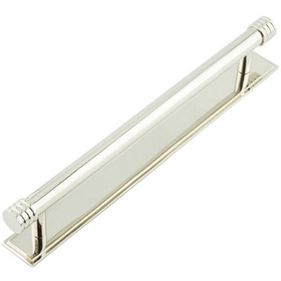 Elegant Polished Nickel Cabinet Handle with Stepped Backplate - Kitchen Drawer Pull Handle