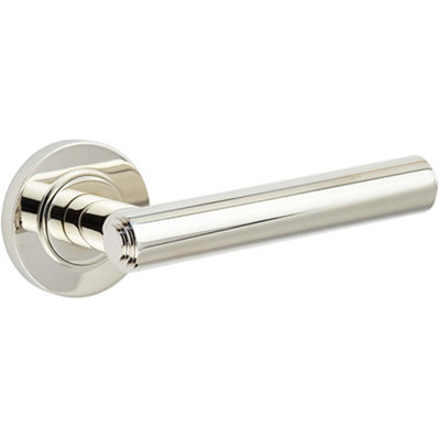 Elegant Polished Nickel Door Handle with Customizable Roses - Interior Handle
