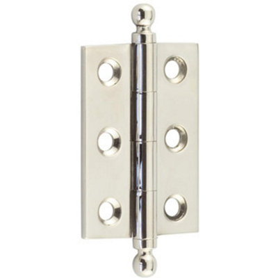 Elegant Polished Nickel Finial Hinge 50x35mm for Cabinet Doors - Solid Brass - Door Hinges
