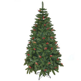 Elegant Pre Artificial Christmas Tree with Xmas Decor 240cm, Green,8ft 2.4m