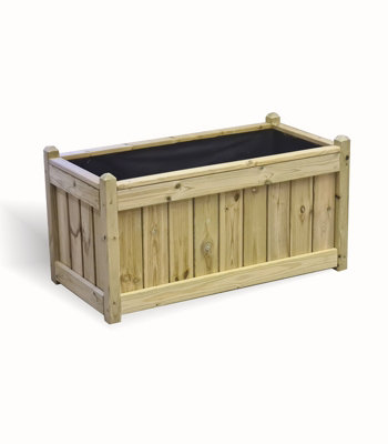 Elegant Rectangular Trough Planter - Timber - L50 x W100 x H52 cm - Minimal Assembly Required