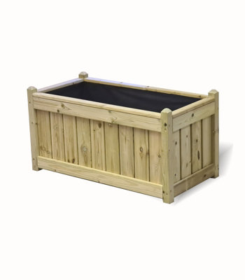 Elegant Rectangular Trough Planter - Timber - L50 x W100 x H52 cm - Minimal Assembly Required - 4