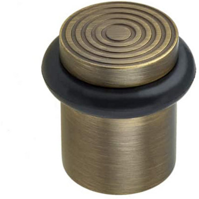 Elegant Reeded Door Stops in Antique Brass Finish - Solid Brass & Rubber Stopper