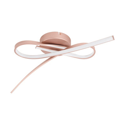 Elegant Rose Gold Flush Ceiling Light with White Plastic Shade and LED Bulbs