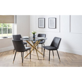 Elegant Round Table with 4 Grey Chairs