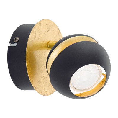 Elegant Round Wall Spot Light in Black and Gold with GU10 Bulb