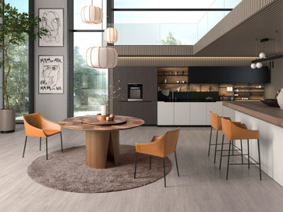 Elegant Round Walnut Dining Table for Modern Homes