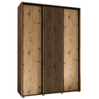 Elegant Sapporo Sliding Door Wardrobe 170cm in Oak Artisan: Stylish Storage Solution (H)2050mm (W)1700mm (D)600mm