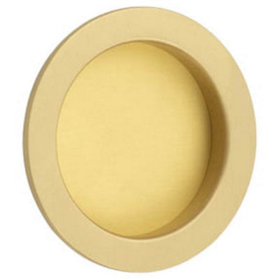 Elegant Satin Brass Circular Flush Pull for Sliding Doors and Cabinets - Door Handle