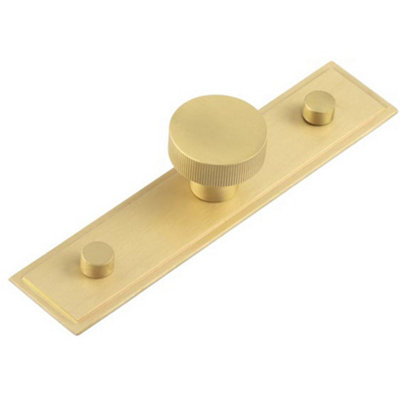 Elegant Satin Brass Cupboard Knob with Stepped Backplate - 30mm - Kitchen Cabinet Knob