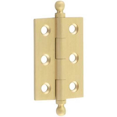 Elegant Satin Brass Finial Hinge 50x35mm for Cabinet Doors - Solid Brass - Door Hinges