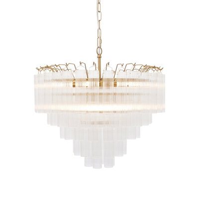 Elegant Satin Brass Pendant Light with Ribbed Glass Design for Stylish Interiors