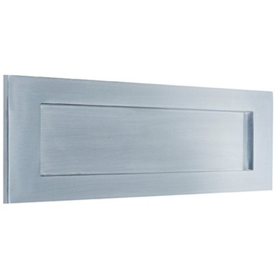 Elegant Satin Chrome Plain Letterplates 305x100mm for Stylish Addressing - External Front Door Letter Box Plate