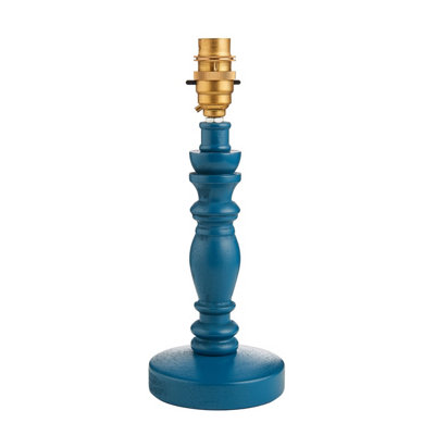 Elegant Satin Marlin Blue Table Lamp Base with Brass Plate for Classic Home Decor