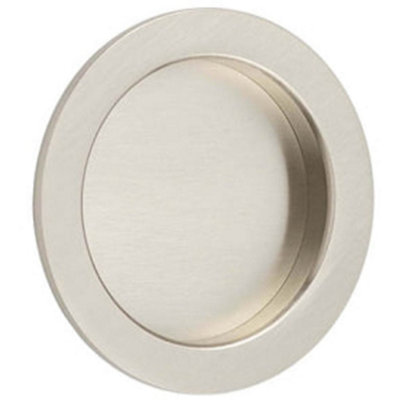 Elegant Satin Nickel Circular Flush Pull for Doors - Door Handle