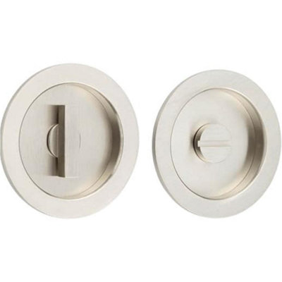 Elegant Satin Nickel Circular Turn & Release Privacy Lock - Door Handle