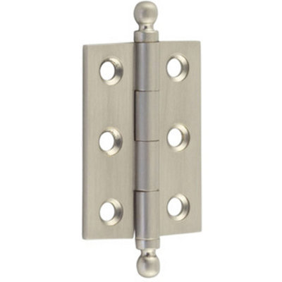 Elegant Satin Nickel Finial Hinge 50x35mm for Cabinet Doors - Solid Brass - Door Hinges