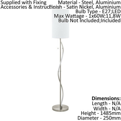 Elegant Satin Nickel Floor Lamp with Adjustable Height and LED Bulb