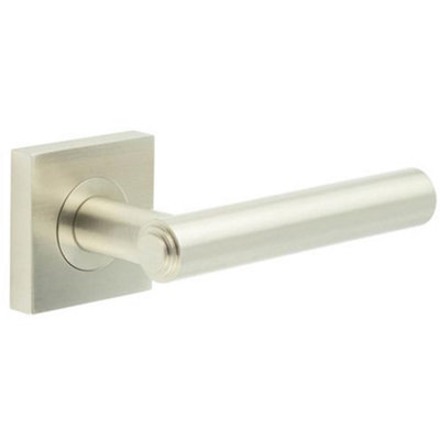 Elegant Satin Nickel Square Door Handle for Luxurious Interiors - Solid Brass Interior Handle