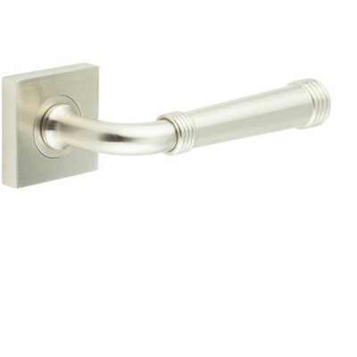 Elegant Satin Nickel Square Door Handle for Modern Interiors - Solid Brass Interior Handle