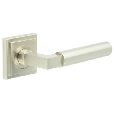 Elegant Satin Nickel Square Door Handle Luxurious Interiors - Solid Brass Interior Handle