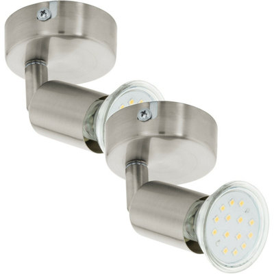 Elegant Satin Nickel Wall Spot Light - 2 Pack with GU10 Bulbs Included