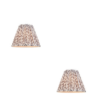 Elegant Set of 2 Handcrafted 25cm Tapered Cylinder Lamp Shades in Pearl Grey Fabric