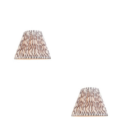 Elegant Set of 2 Handcrafted 25cm Tapered Cylinder Lamp Shades in Pearl Grey Fabric