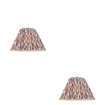 Elegant Set of 2 Handcrafted 30cm Tapered Cylinder Lamp Shades in Pearl Grey Fabric