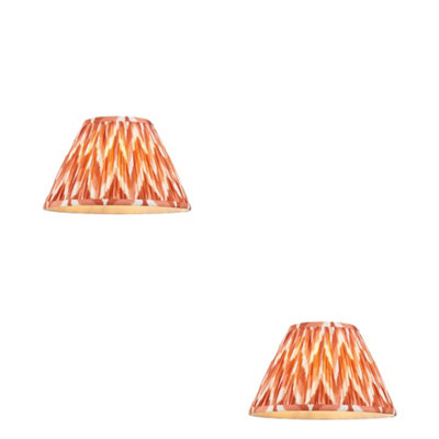 Elegant Set of 2 Handcrafted 30cm Tapered Cylinder Lamp Shades in Vibrant Apricot Orange