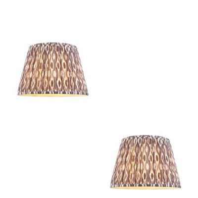 Elegant Set of 2 Handcrafted 40cm Pearl Grey Tapered Cylinder Lamp Shades
