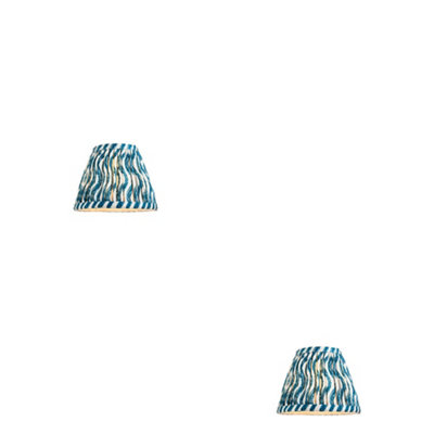Elegant Set of 2 Marlin Blue Tapered Lamp Shades - Handcrafted Pleated Design