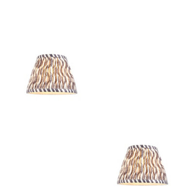 Elegant Set of 2 Pearl Grey Fabric Tapered Lamp Shades