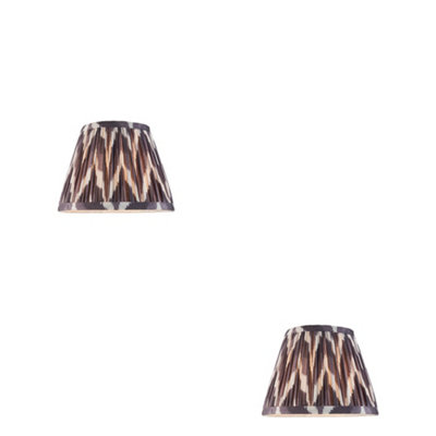 Elegant Set of 2 Pearl Grey Tapered Lamp Shades with Unique Zigzag Design