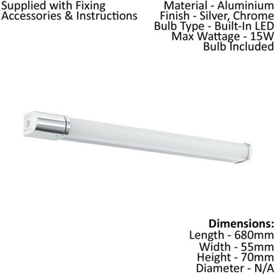 Elegant Silver Chrome LED Wall and Mirror Light with White Shade 15W