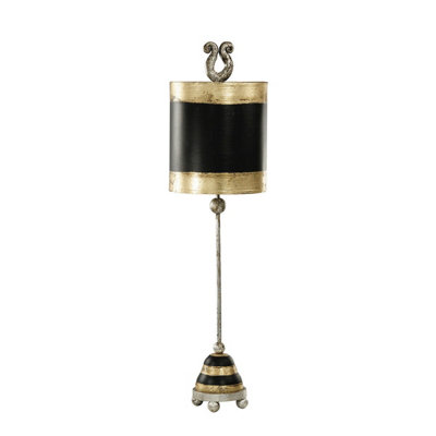 Elegant Silver Leaf Table Lamp with Gold and Black Design - LED E27 60W