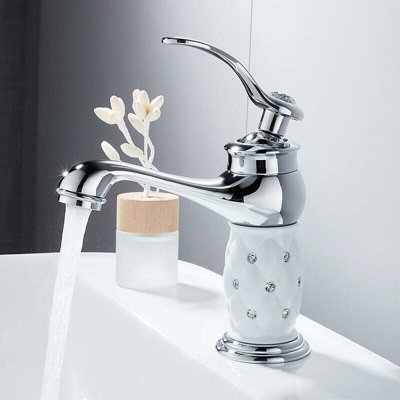 Elegant Single Lever Diamond Bathroom Basin Mixer Tap with Hot and Cold ...