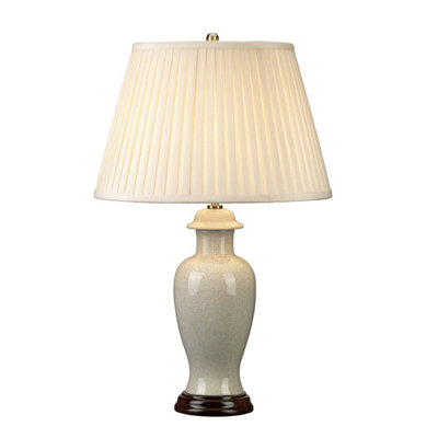 Elegant Small Chinese Porcelain Table Lamp with Cream Shade for LED Bulbs