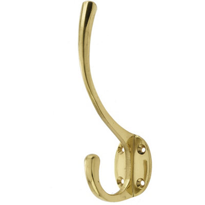 Elegant Solid Brass Hat and Coat Hook - 142mm Polished Finish - Wall Mounted Clothing Hook