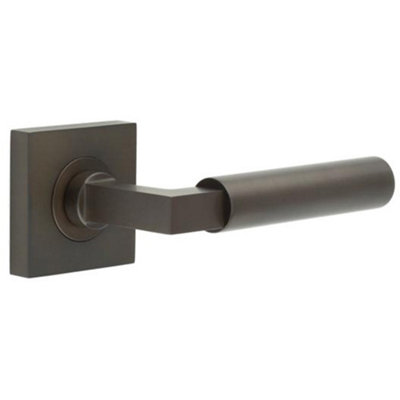 Elegant Square Door Handle in Dark Bronze for Luxurious Interiors - Solid Brass Interior Handle