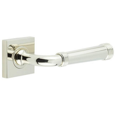 Elegant Square Polished Nickel Door Handle for Modern Homes - Solid Brass Interior Handle