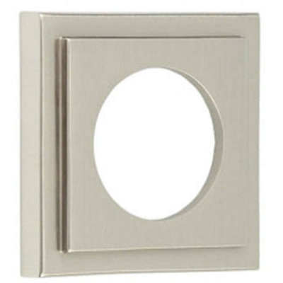 Elegant Square Stepped Outer Rose in Satin Nickel Finish - Door Handle