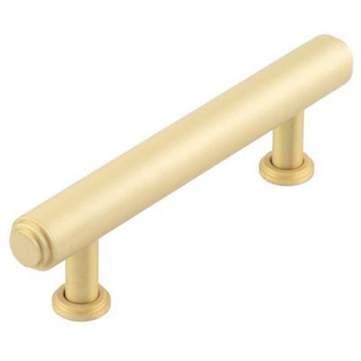 Elegant Stepped Cabinet Handle in Satin Brass Finish - 96mm - Kitchen Drawer Pull Handle
